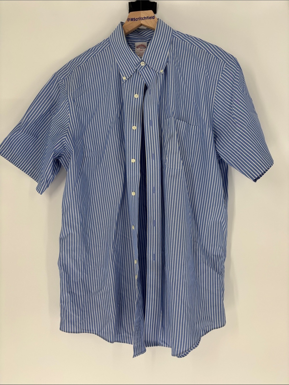 Brooks Brothers Mens Dress‎ Shirt 16 1/2 Blue stripe